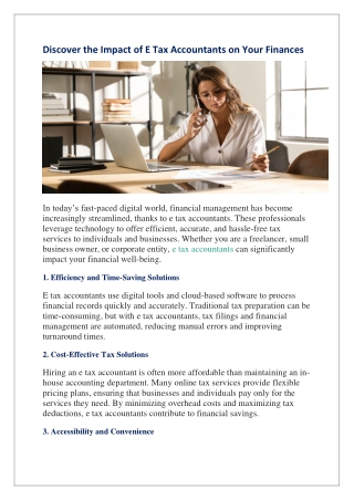 Discover the Impact of E Tax Accountants on Your Finances