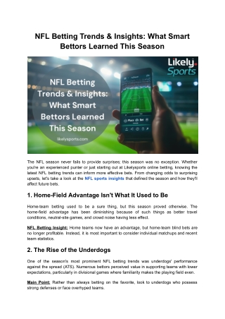 NFL Betting Trends & Insights: What Smart Bettors Learned This Season