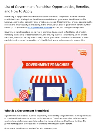 List of Government Franchise