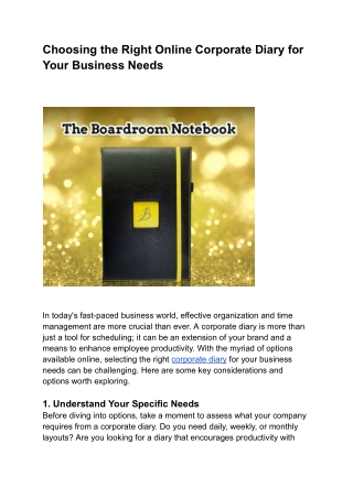 Choosing the Right Online Corporate Diary for Your Business Needs