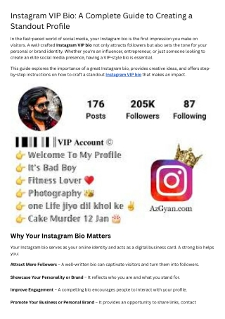 Instagram VIP Bio
