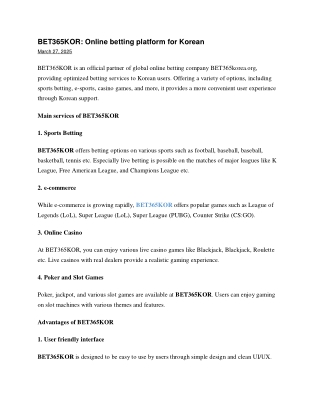 BET365KOR Online betting platform for Korean