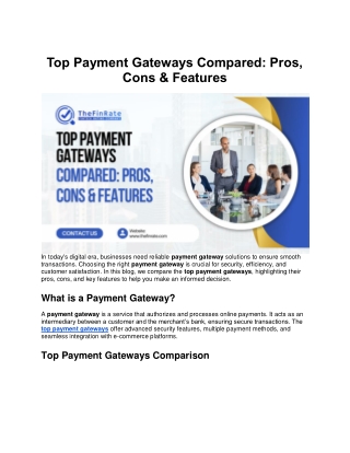 Top Payment Gateways Compared: Pros, Cons & Features