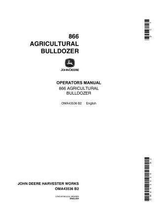 John Deere 866 Agricultural Bulldozer Operator’s Manual Instant Download (Publication No.OMA43536)