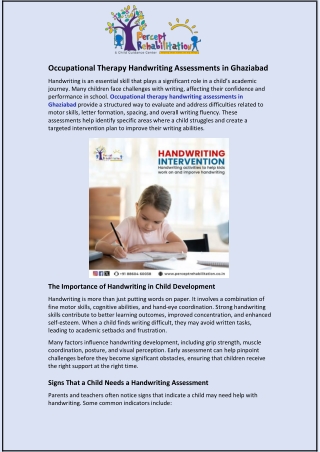 Occupational Therapy Handwriting Assessments in Ghaziabad