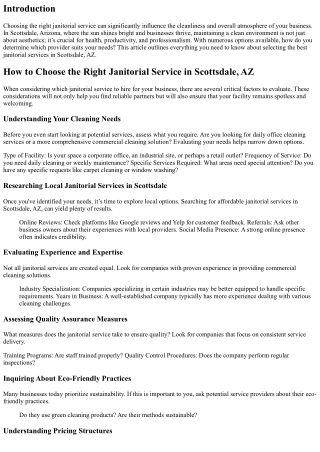 How to Choose the Right Janitorial Service in Scottsdale, AZ
