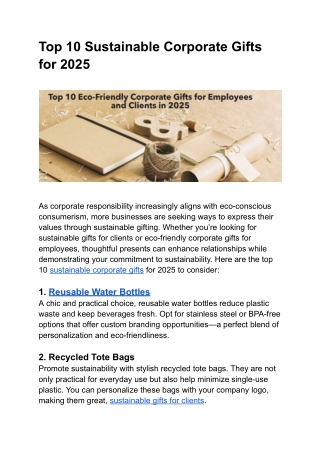 Top 10 Sustainable Corporate Gifts for 2025