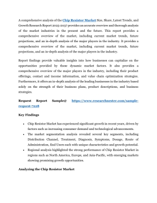 Chip Resistor Market Size [2025-2037] | Competitive Analysis with Top Companies