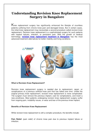 Understanding Revision Knee Replacement Surgery in Bangalore