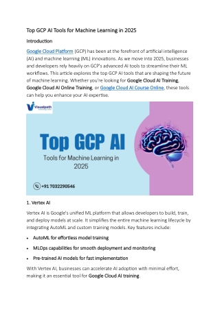 Top Google Cloud AI Training in Hyderabad | Visualpath