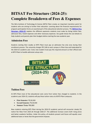 BITSAT Fee Structure (2024-25) - Masterclass Space