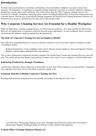 Why Corporate Cleaning Services Are Essential for a Healthy Workplace