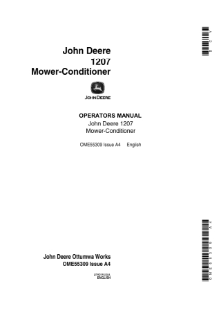 John Deere 1207 Mower-Conditioner Operator’s Manual Instant Download (Publication No.OME55309)