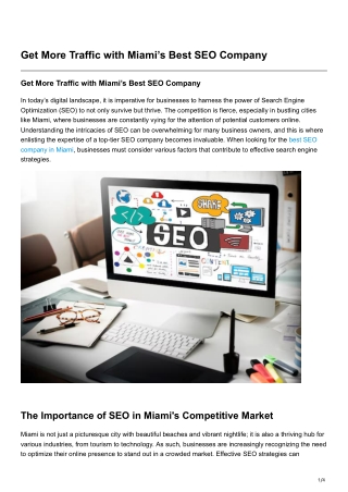 Get More Traffic with Miami’s Best SEO Company