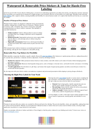 Waterproof & Removable Price Stickers for Hassle-Free Labeling
