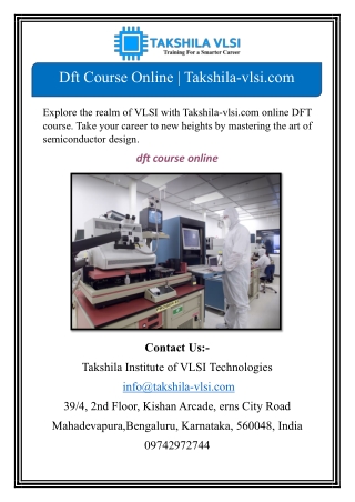 Dft Course Online | Takshila-vlsi.com