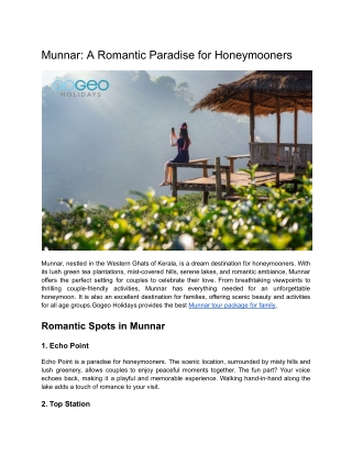 Munnar_ A Romantic Paradise for Honeymooners