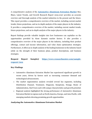 Automotive Aluminum Extrusion Market Size, Share, Growth 2025-2037