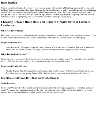 Choosing Between River Rock and Crushed Granite for Your Lubbock Landscape
