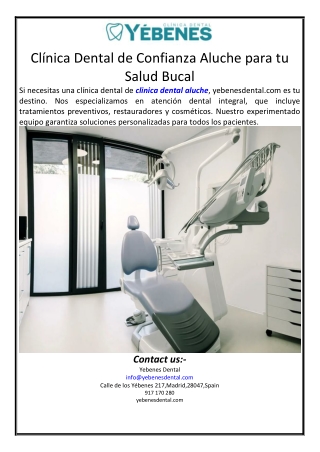 Clínica Dental de Confianza Aluche para tu Salud Bucal