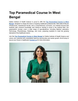 Top Paramedical Course In West Bengal