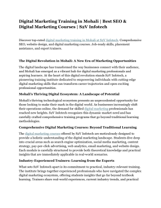 Digital Marketing Training in Mohali | Best SEO & Digital Marketing Courses | S2