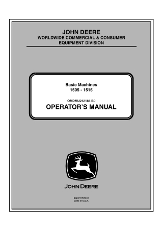 John Deere 1505-1515 Basic Machines Operator’s Manual Instant Download (Publication No.OMDMU212185)