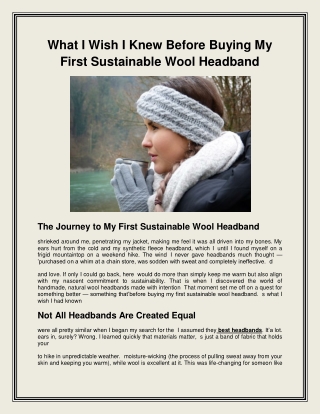What I Wish I Knew Before Buying My First Sustainable Wool Headband