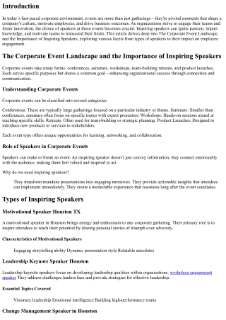 The Corporate Event Landscape and the Importance of Inspiring Speakers
