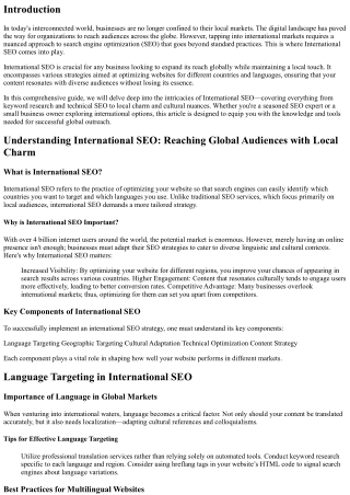 International SEO: Reaching Global Audiences with Local Charm