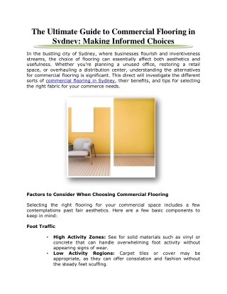 The Ultimate Guide to Commercial Flooring in Sydney: Making Informed Choices