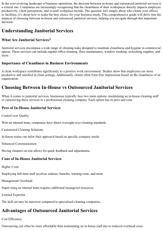 Choosing Between In-House vs Outsourced Janitorial Services