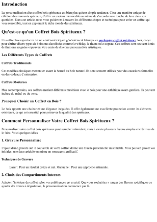 Comment Personnaliser Votre Coffret Bois Spiritueux ?