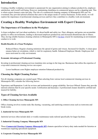 Creating a Healthy Workplace Environment with Expert Cleaners