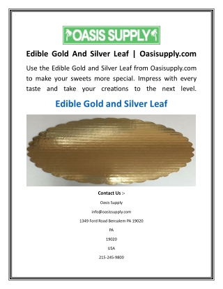 Edible Gold And Silver Leaf  Oasisupply.com