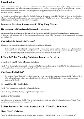 Top 5 Affordable Janitorial Services in Scottsdale AZ