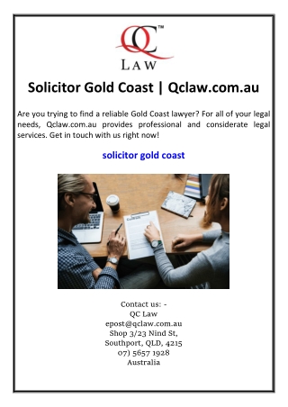 Solicitor Gold Coast  Qclaw.com.au