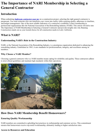 The Importance of NARI Membership in Selecting a General Contractor