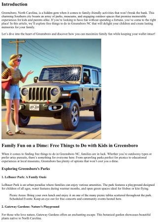 Family Fun on a Dime: Free Things to Do with Kids in Greensboro
