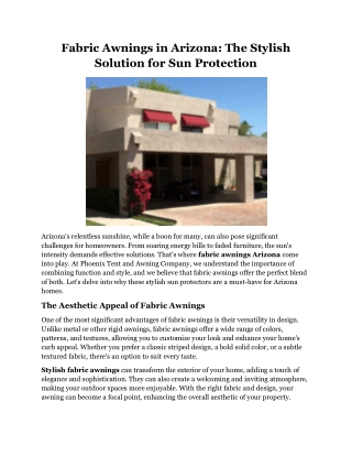 Fabric Awnings in Arizona The Stylish Solution for Sun Protection