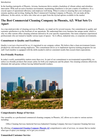 The Best Commercial Cleaning Company in Phoenix, AZ: What Sets Us Apart