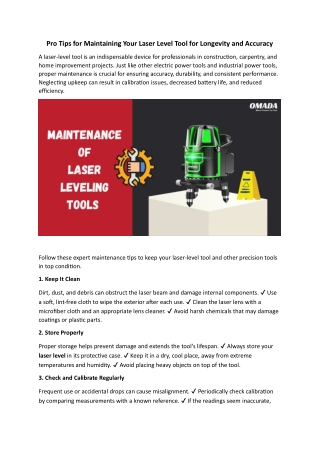 Pro Tips for Maintaining Your Laser Level Tool for Longevity and Accuracy