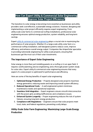 How Can Expert Utility & Commercial Solar Engineering Improve Solar Project Efficiency