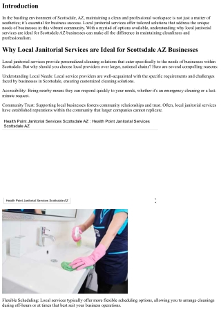Why Local Janitorial Services are Ideal for Scottsdale AZ Businesses
