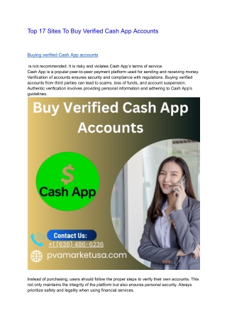 Top 17 Sites To Buy Verified Cash App Accounts