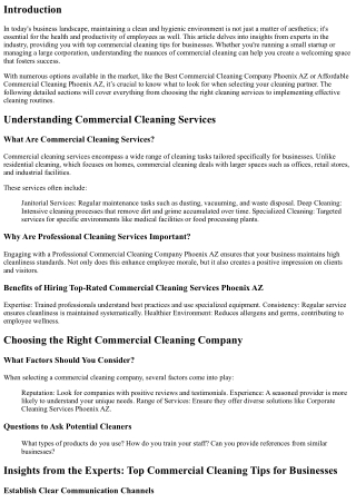 Insights from the Experts: Top Commercial Cleaning Tips for Businesses
