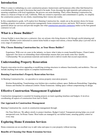Simplifying Your New Construction Project with Banning Construction Inc.
