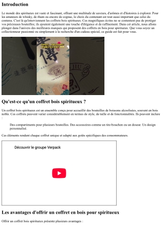 “Découverte des meilleures marques de coffrets bois pour spiritueux”