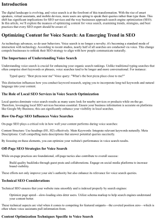 Optimizing Content for Voice Search: An Emerging Trend in SEO