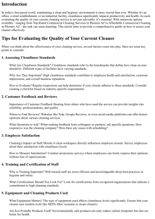 Tips for Evaluating the Quality of Your Current Cleaner